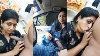 Tamil Mallu Milf Car Blowjob While Driving With BF